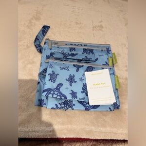 Blue Turtle Print Kids Pouch Set